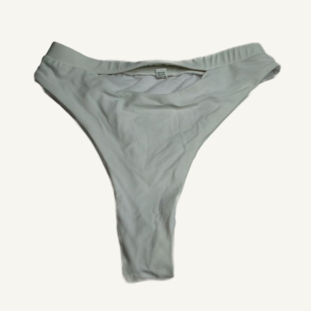 White High Cut Bikini Bottoms - Women's L Swimwear - New with Tags